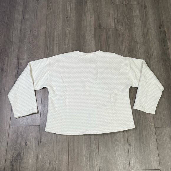 J Crew Quilted Mock Neck Reversible Pullover Long Sleeve Sweater US Women's L - Picture 4 of 8